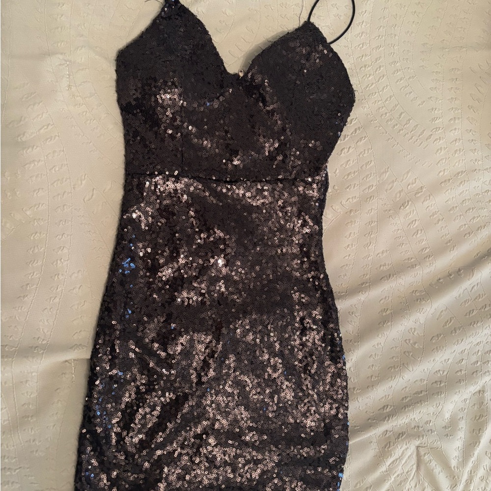 Mind Code Black Sequin Mini Dress - image 1